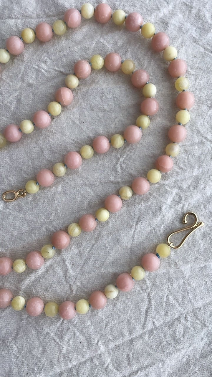 Honey & Pink Opal Bead Necklace | Mikkel Brøgger - Bon Ton goods