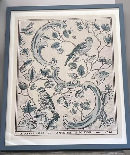 "Oiseaux & Feuillage" - Domino Paper No. 24A – Framed Antique-Style Print | Antoinette Poisson