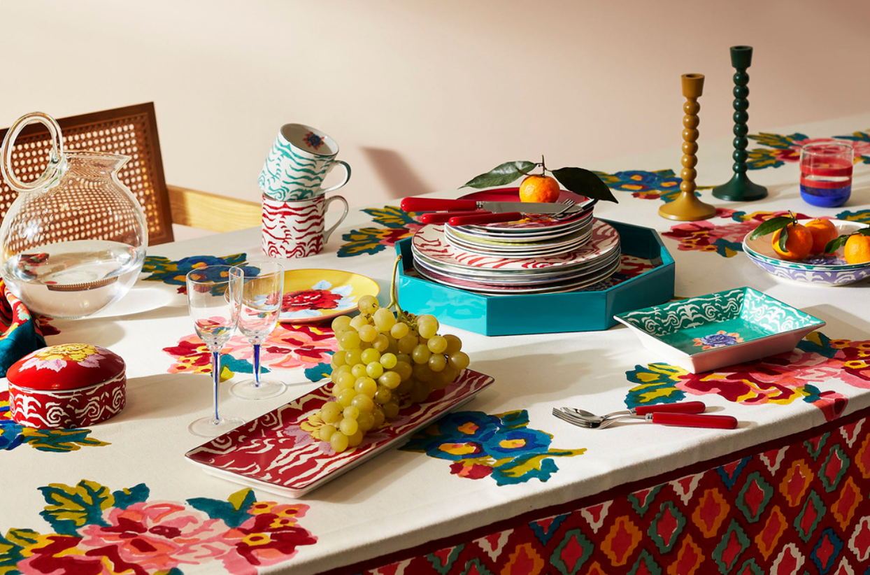 Indian Tiger Pervinch Porcelain Tray - 35x15 | Lisa Corti - Bon Ton goods