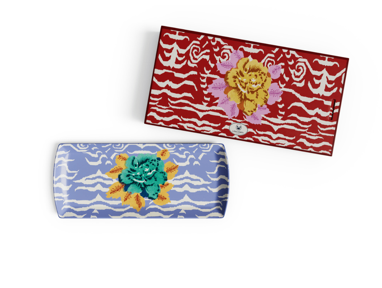 Indian Tiger Pervinch Porcelain Tray - 35x15 | Lisa Corti - Bon Ton goods
