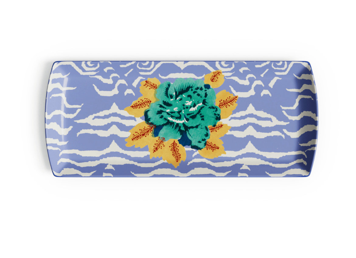 Indian Tiger Pervinch Porcelain Tray - 35x15 | Lisa Corti - Bon Ton goods