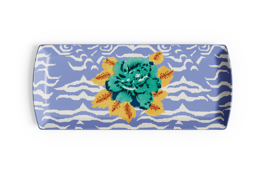 Indian Tiger Pervinch Porcelain Tray - 35x15 | Lisa Corti - Bon Ton goods