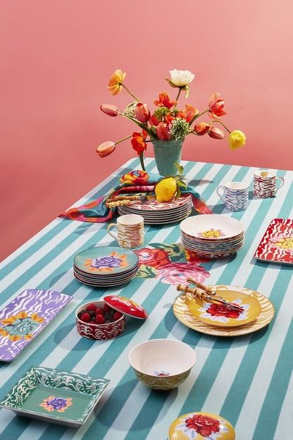 Indian Tiger Pervinch Porcelain Tray - 35x15 | Lisa Corti - Bon Ton goods