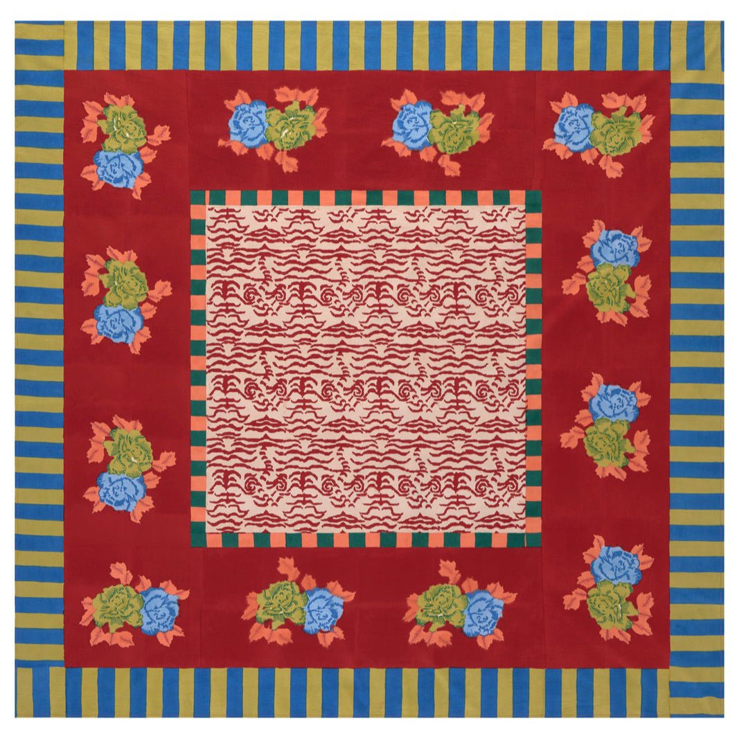 Indian Tiger Red Tablecloth 180X180 | Lisa Corti - Bon Ton goods