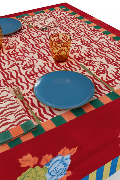 Indian Tiger Red Tablecloth – 220X270 | Lisa Corti - Bon Ton goods