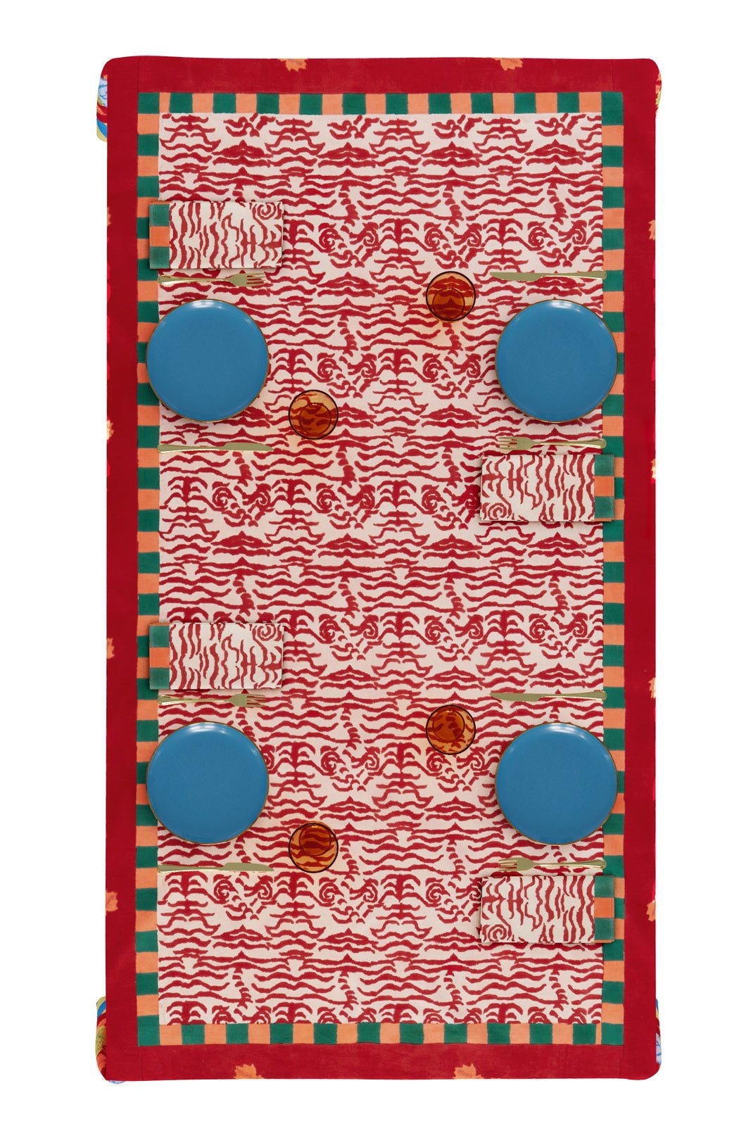 Indian Tiger Red Tablecloth - 220X350 | Lisa Corti - Bon Ton goods