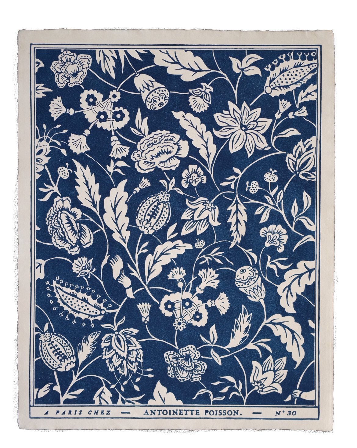 'Indienne' Bleu Indigo Handmade Domino Paper | Antoinette Poisson - Bon Ton goods