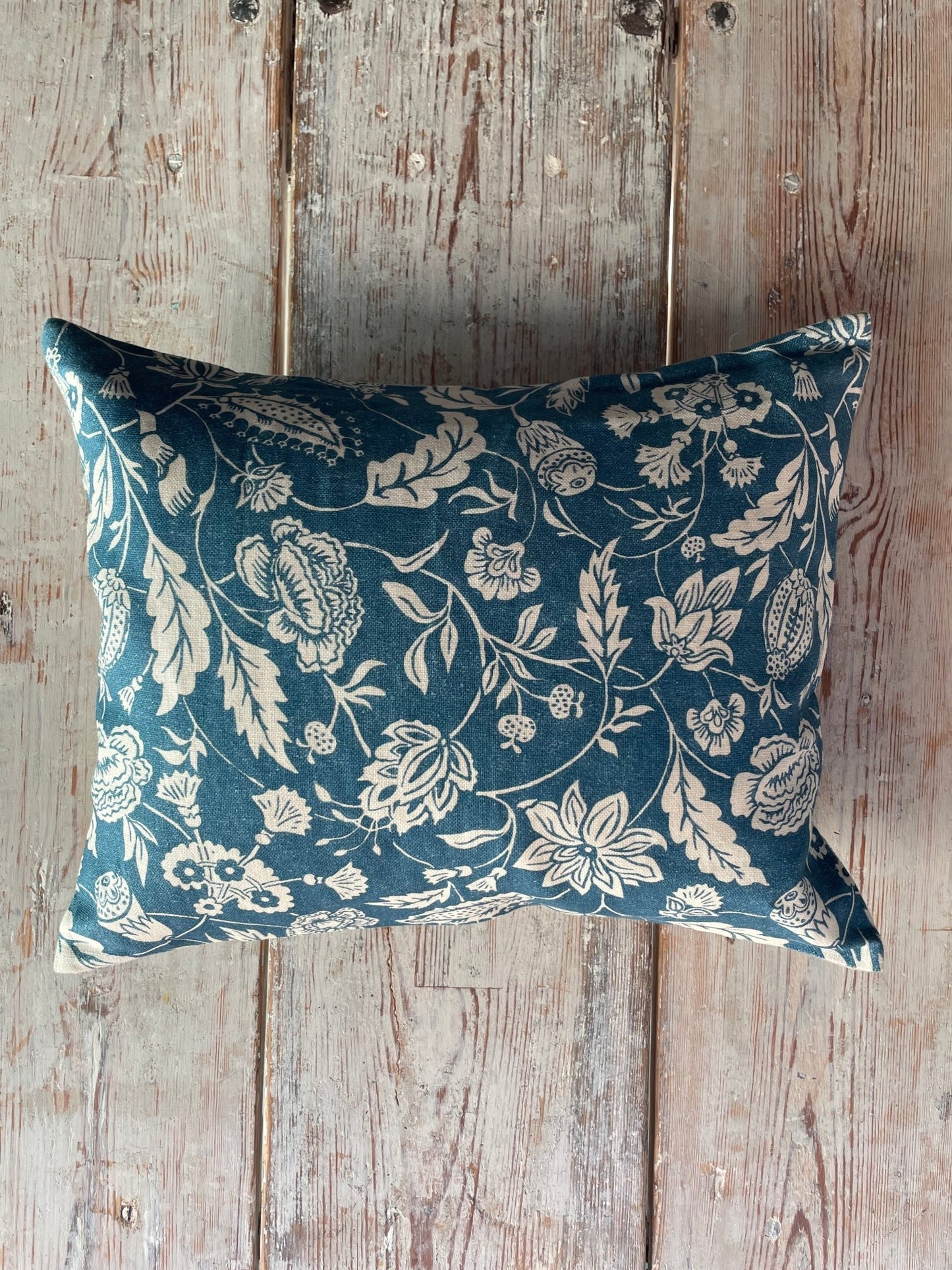Indienne Blue Small Cushion | Antoinette Poisson Linen Cushion – Domino Paper Design - Bon Ton goods