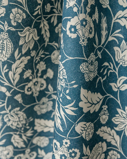 Indienne Blue Small Cushion | Antoinette Poisson Linen Cushion – Domino Paper Design - Bon Ton goods