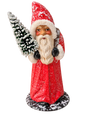 Frosted Red Santa with Snowy Tree by Ino Schaller, isolated on a transparent background