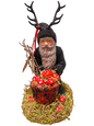 Black beaded and glitter Krampus with mushroom basket by Ino Schaller, on a transparent background