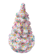 Small white sugarbeaded papier-mâché Christmas tree with multicolored beads by Ino Schaller