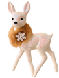 White Glitter Bambi with Fur Collar and Snowflake by Ino Schaller, isolated on a transparent background