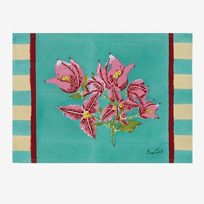 ISSIMO X Lisa Corti Bougainvillea White Veronese Stripes - Placemat - Bon Ton goods
