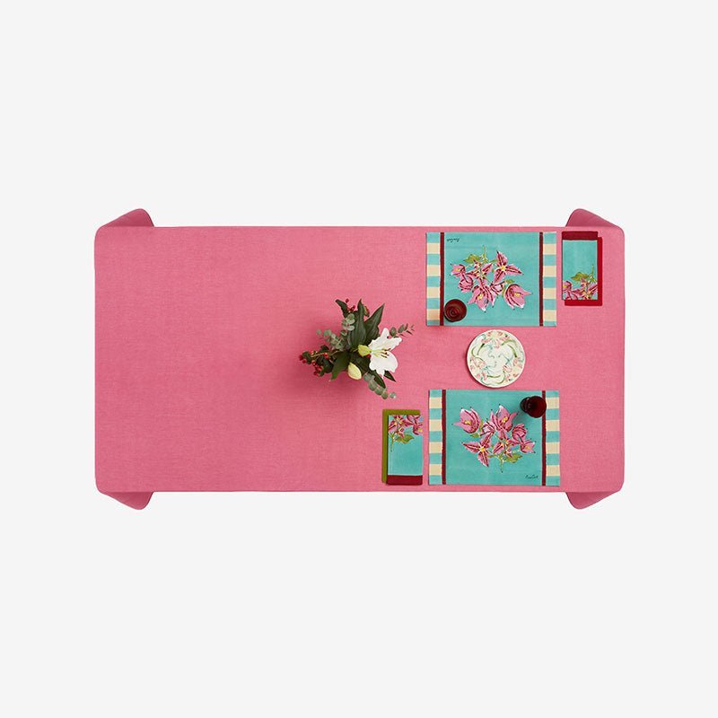 ISSIMO X Lisa Corti Bougainvillea White Veronese Stripes - Placemat | Lisa Corti - Bon Ton goods