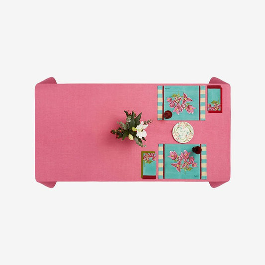 ISSIMO X Lisa Corti Bougainvillea White Veronese Stripes - Placemat | Lisa Corti - Bon Ton goods