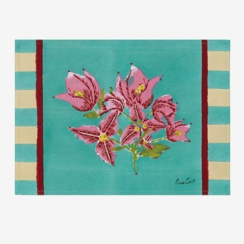 ISSIMO X Lisa Corti Bougainvillea White Veronese Stripes - Placemat | Lisa Corti - Bon Ton goods
