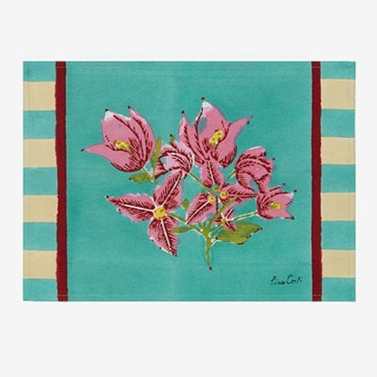 ISSIMO X Lisa Corti Bougainvillea White Veronese Stripes - Placemat | Lisa Corti - Bon Ton goods