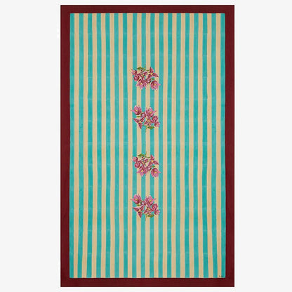 ISSIMO X Lisa Corti Bougainvillea White Veronese Stripes- Tablecloth 180 x 270 | Lisa Corti - Bon Ton goods