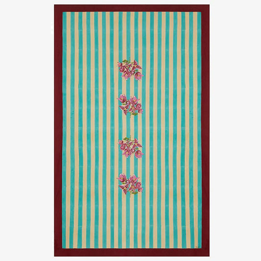 ISSIMO X Lisa Corti Bougainvillea White Veronese Stripes- Tablecloth 180 x 270 | Lisa Corti - Bon Ton goods