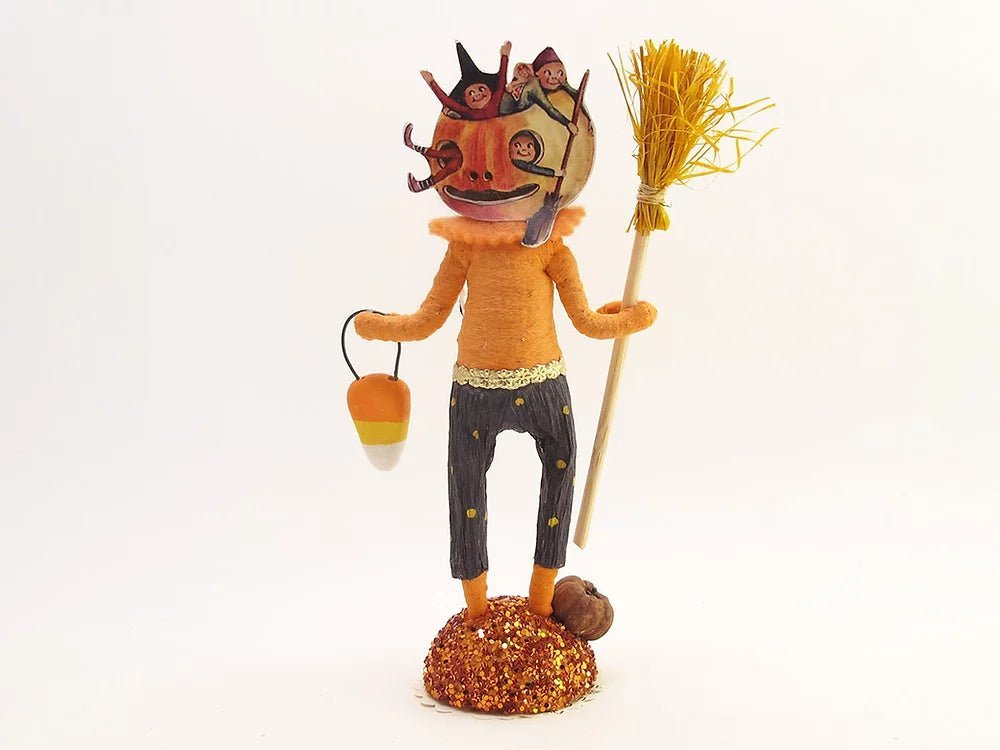 Jack-O-Lantern Pumpkin Playground Figure - Vintage Inspired Spun Cotton | Vintage by Crystal Spun Cotton Ornament - Bon Ton goods