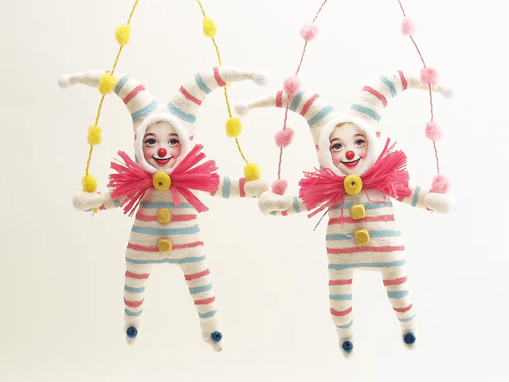 Jester Child Ornament | Vintage by Crystal Spun Cotton Ornament - Bon Ton goods