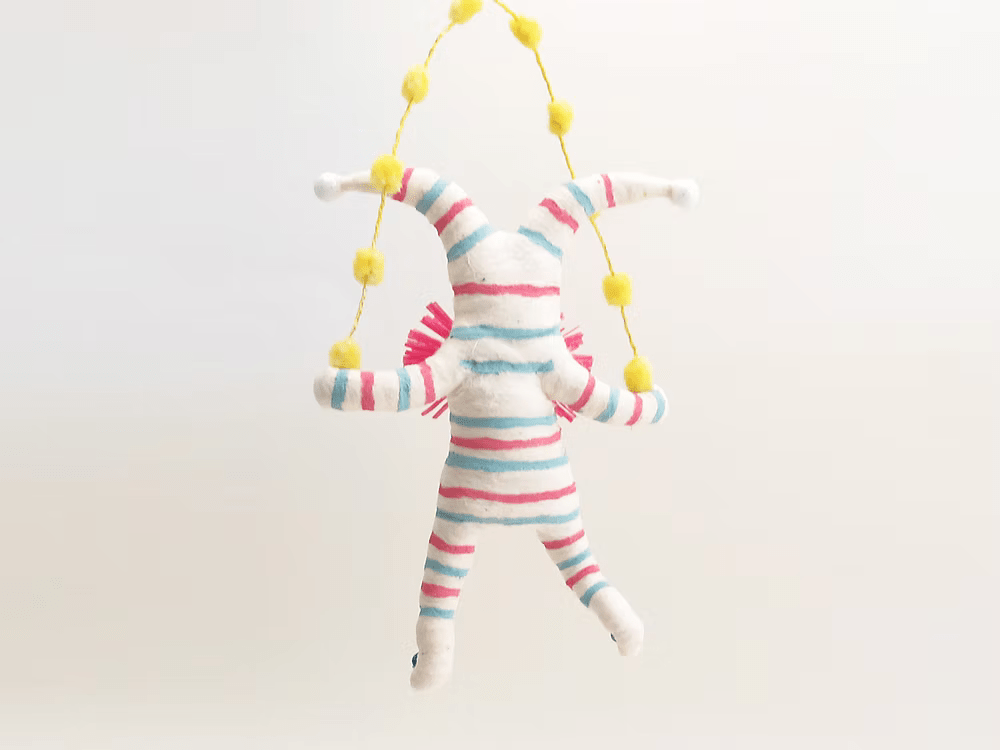 Jester Child Ornament | Vintage by Crystal Spun Cotton Ornament - Bon Ton goods