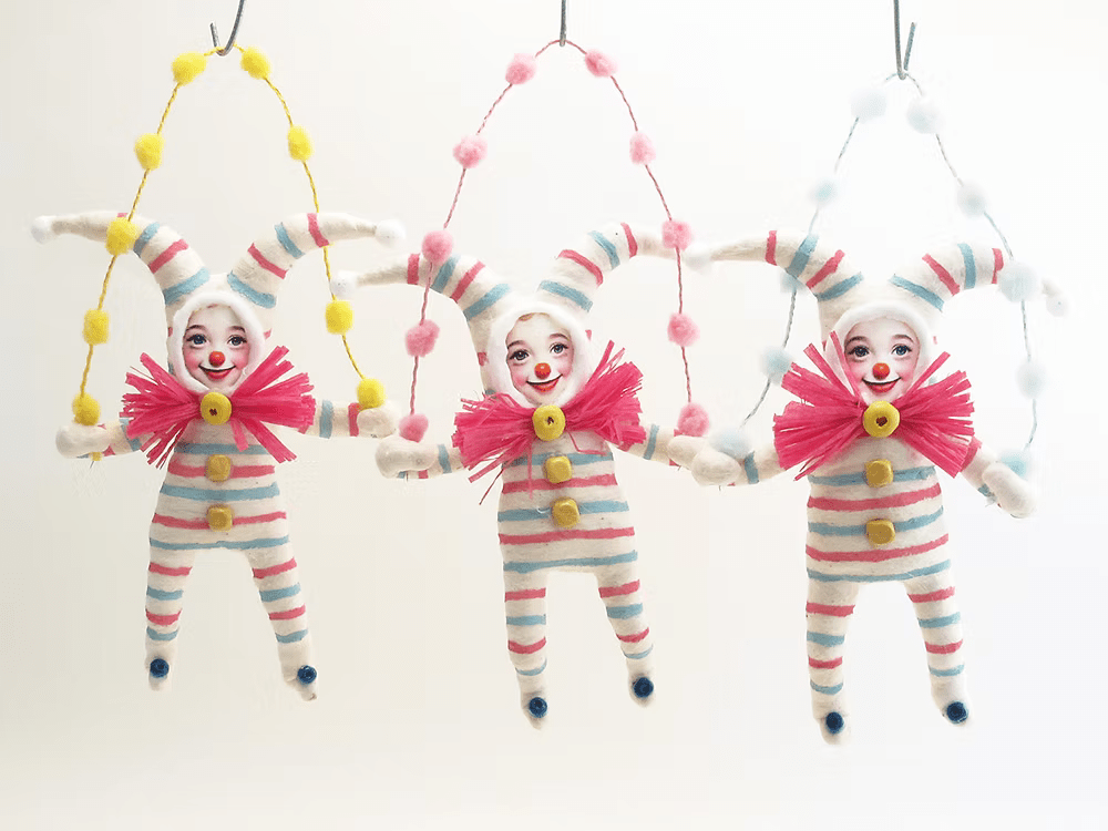 Jester Child Ornament | Vintage by Crystal Spun Cotton Ornament - Bon Ton goods