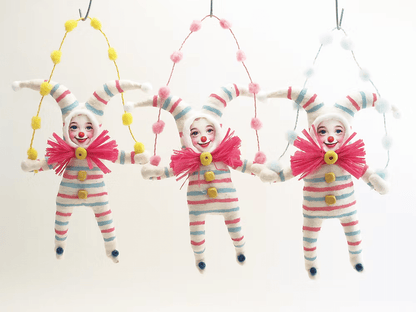Jester Child Ornament | Vintage by Crystal Spun Cotton Ornament - Bon Ton goods
