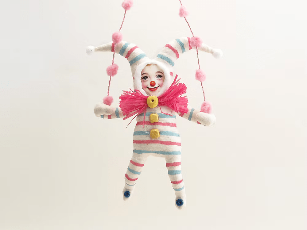Jester Child Ornament | Vintage by Crystal Spun Cotton Ornament - Bon Ton goods