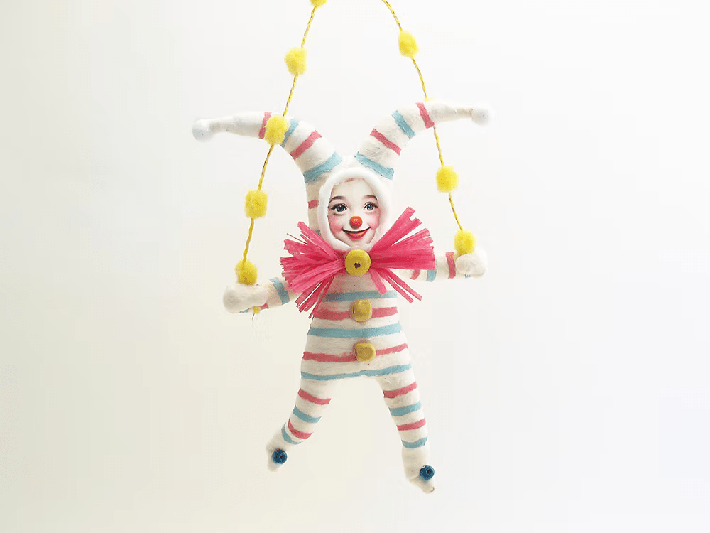 Jester Child Ornament | Vintage by Crystal Spun Cotton Ornament - Bon Ton goods