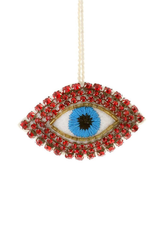 Jeweled Eye Beaded Christmas Ornament, Red by Cody Foster