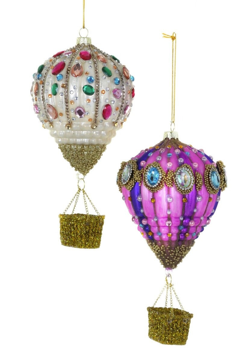 Jeweled Hot Air Balloon Glass Christmas Ornament by Cody Foster