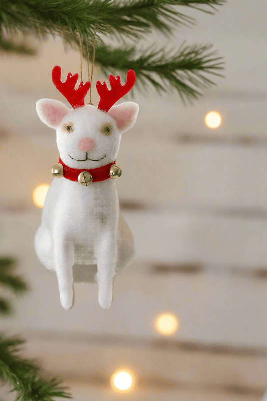 Jingle Cats - White with Antlers | Christmas Ornament - Bon Ton goods