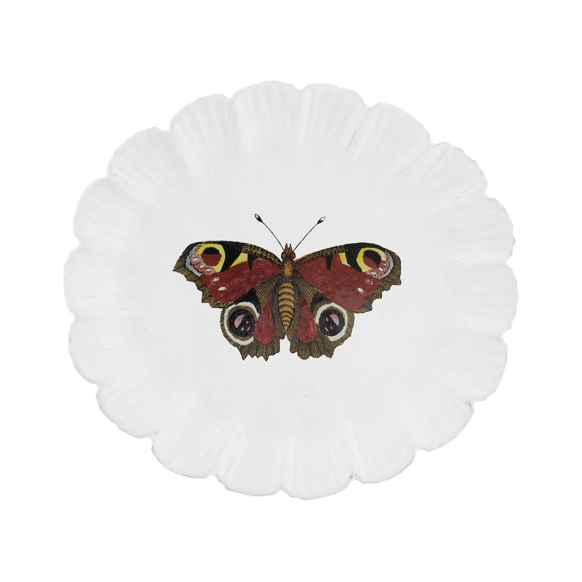 John Derian Burgundy Butterfly Dinner Plate by Astier de Villatte, view 1