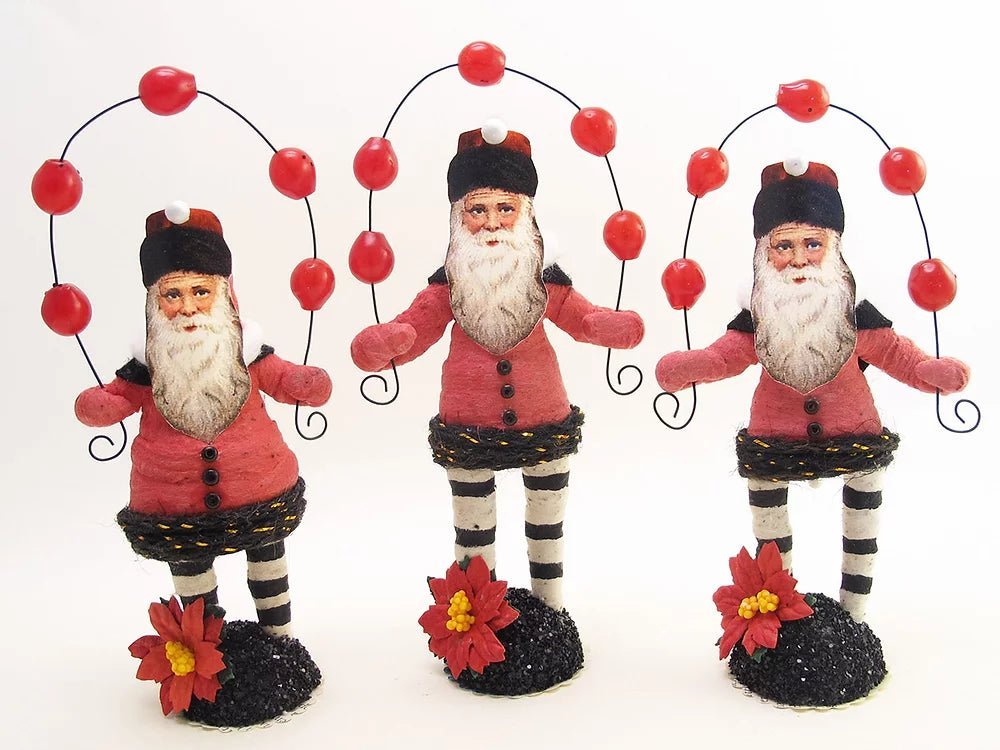 Juggling Santa Figure - Vintage Inspired Spun Cotton | Vintage by Crystal Spun Cotton Ornament - Bon Ton goods
