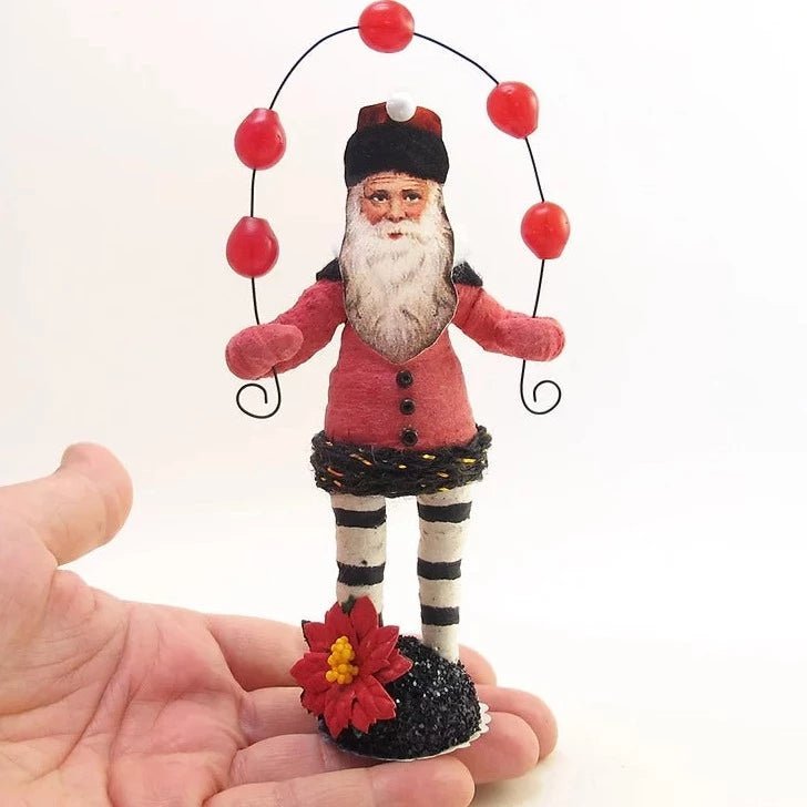 Juggling Santa Figure - Vintage Inspired Spun Cotton | Vintage by Crystal Spun Cotton Ornament - Bon Ton goods