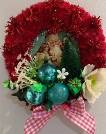 Kitsch Christmas Wreath with Santa - Bon Ton goods
