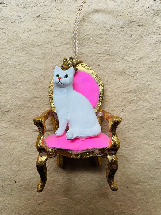 Kitten Queen Paper Mch Ornament - Bon Ton goods