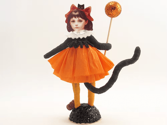 Kitty Cat Costume Figure | Vintage by Crystal Spun Cotton Ornament - Bon Ton goods