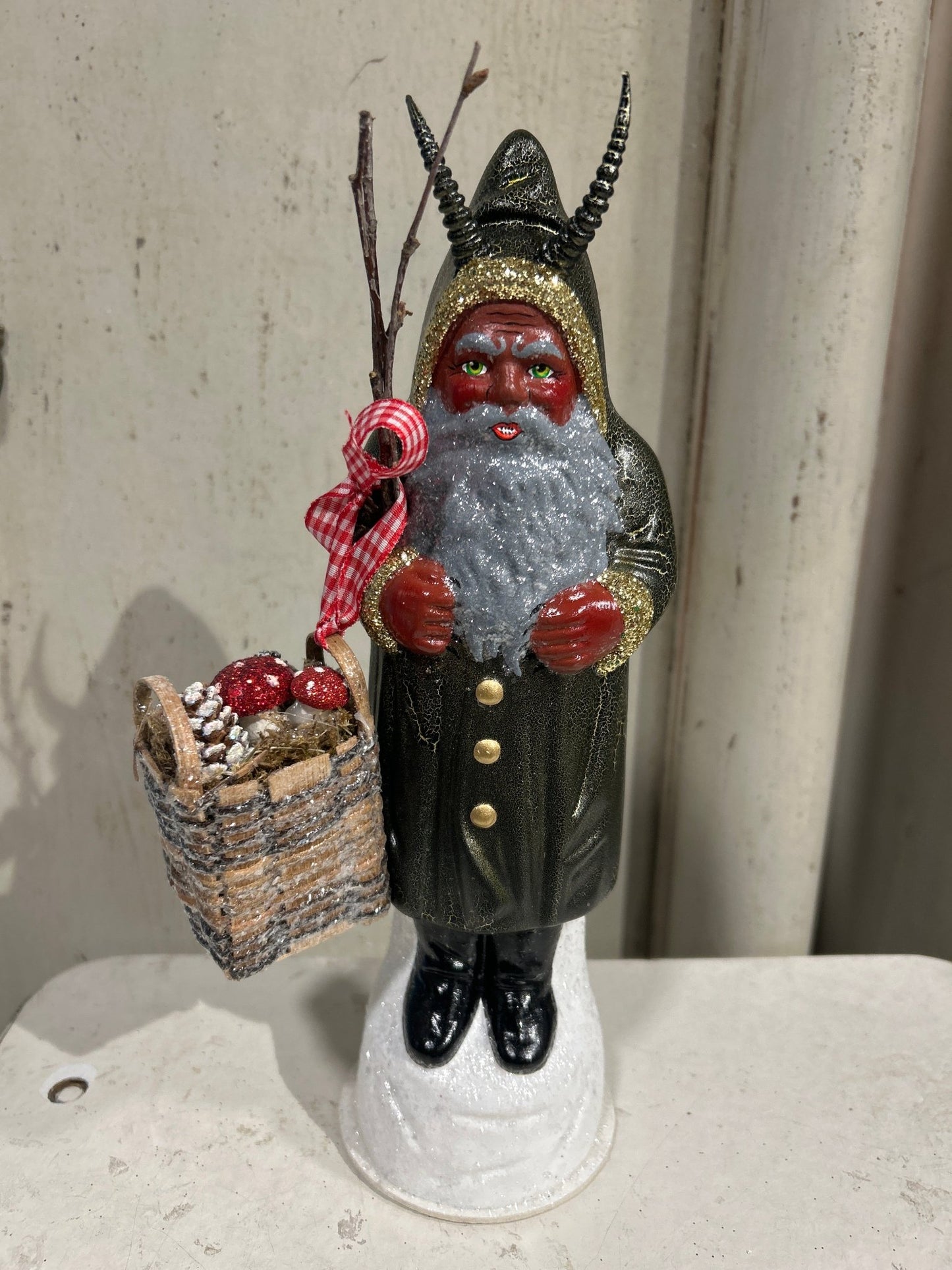 Krampus - Black Crackle Gold With Mushrooms | Ino Schaller - Bon Ton goods