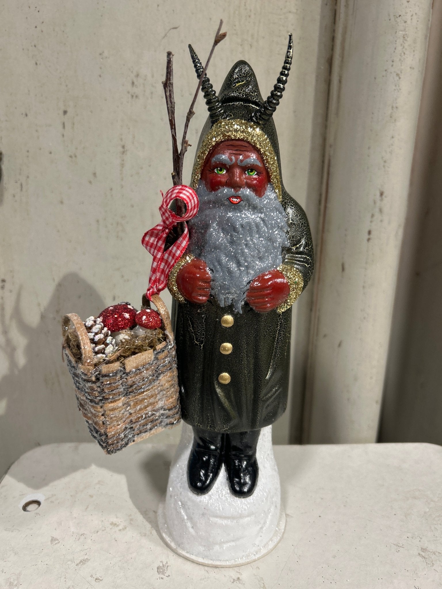Krampus - Black Crackle Gold With Mushrooms | Ino Schaller - Bon Ton goods