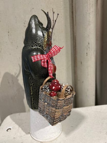 Krampus - Black Crackle Gold With Mushrooms | Ino Schaller - Bon Ton goods