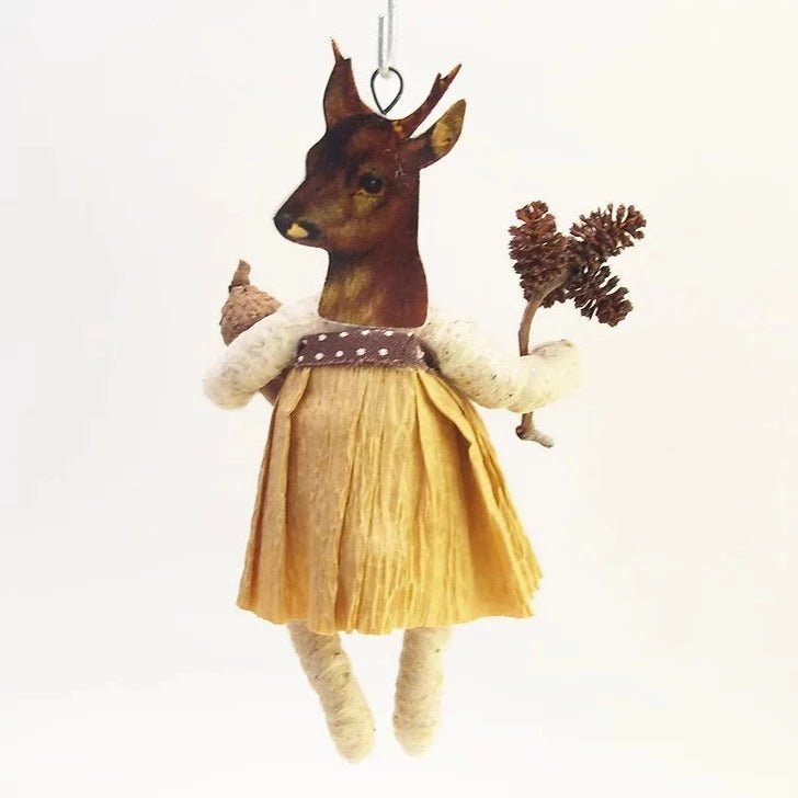 Lady Deer Ornament - Vintage Inspired Spun Cotton | Vintage by Crystal Spun Cotton Ornament - Bon Ton goods