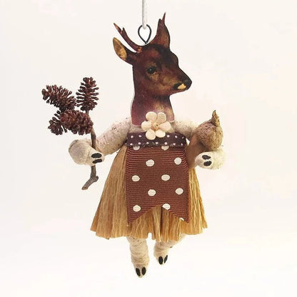 Lady Deer Ornament - Vintage Inspired Spun Cotton | Vintage by Crystal Spun Cotton Ornament - Bon Ton goods