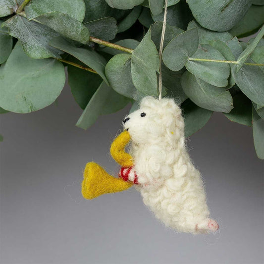 Lamb with Trumpet Ornament | Christmas Ornament - Bon Ton goods