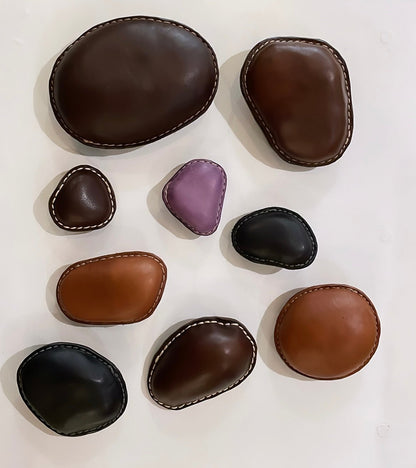 Large Leather Beach Pebble Paperweight 1 - Bon Ton goods