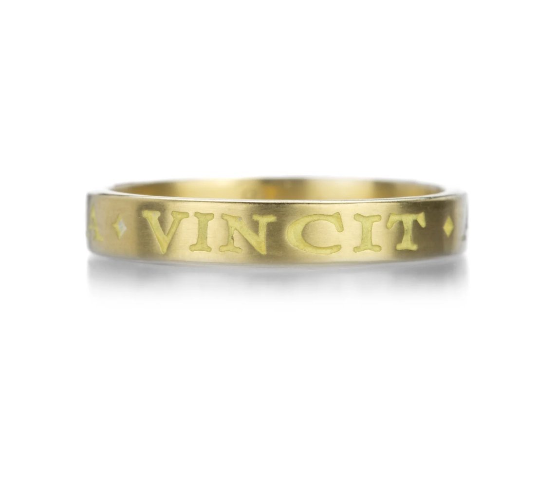 Latin Gold Band, Omnia Vincit Amor Gold Band | Gabriella Kiss - Bon Ton goods