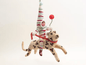 Leaping Leopard Rider Ornament | Vintage by Crystal Spun Cotton Ornament - Bon Ton goods