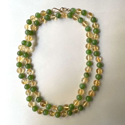 Lemon Citrine & Nephrite Jade Bead Necklace | Mikkel Brøgger - Bon Ton goods